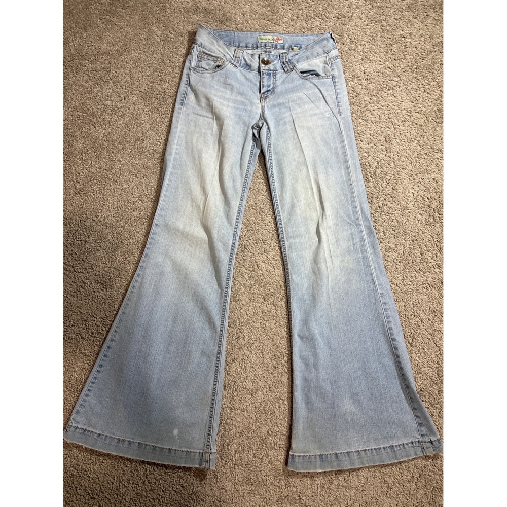 Paris Blues Light Wash Low Rise Flare Jeans Size 5 Vintage Style